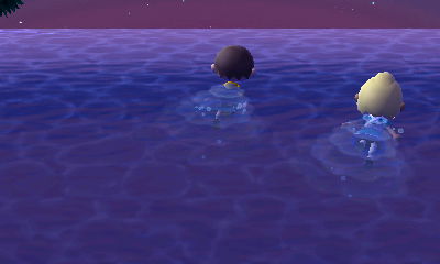 Jeff and Wendy swimming.