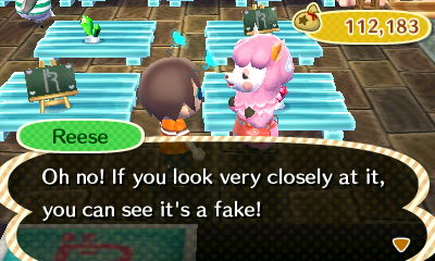 Reese: Oh no! If you look very closely at it, you can see it's a fake!