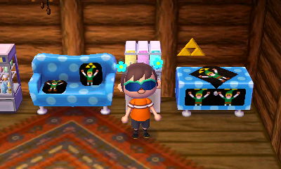 Jon's room featuring his Link/Triforce pattern.