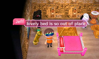 Jeff: The lovely bed is so out of place.