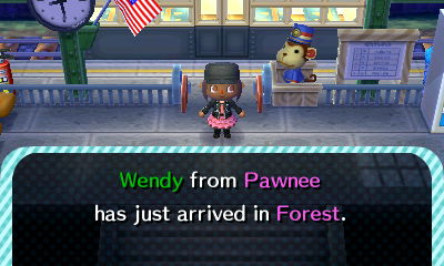 Wendy from Pawnee has just arrived in Forest.