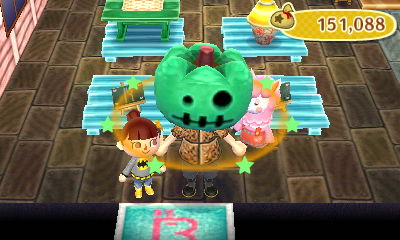 A giant green Jeff-o'-lantern.