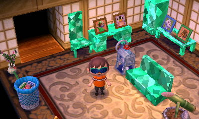 A shoji screen and opulent rug.