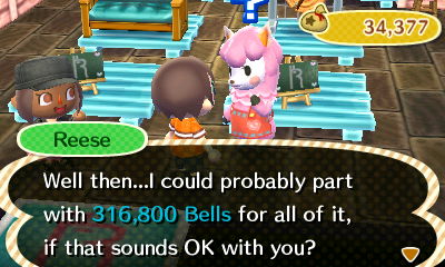Reese: Well then...I could probably part with 316,800 bells for all of it, if that sounds OK with you?