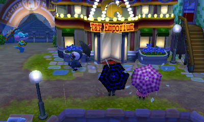 Spinning our umbrellas.