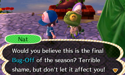 Nat: Would you believe this is the final Bug-Off of the season? Terrible shame, but don't let it affect you!