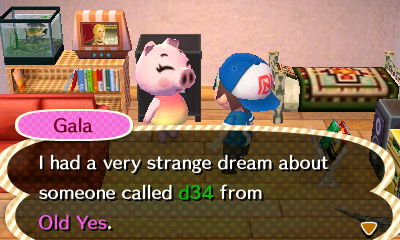 Gala: I had a very strange dream about someone called d34 from Old Yes.