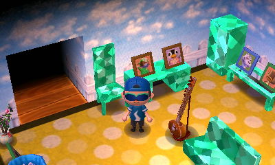 A backyard fence and dotted rug.