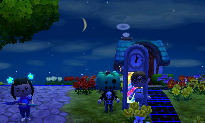 Mew appears to stick her face through my modern clock.