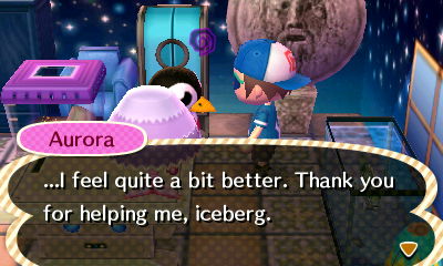 Aurora: ...I feel quite a bit better. Thank you for helping me, iceberg.