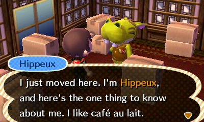Hippeux: I just moved here. I'm Hippeux, and here's the one thing to know about me. I like cafe au lait.