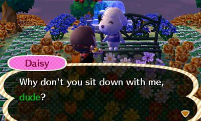 Daisy: Why don't you sit down with me, dude?