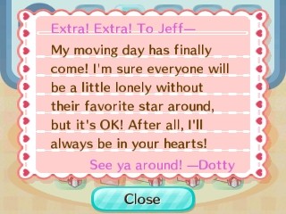Dotty's goodbye letter.