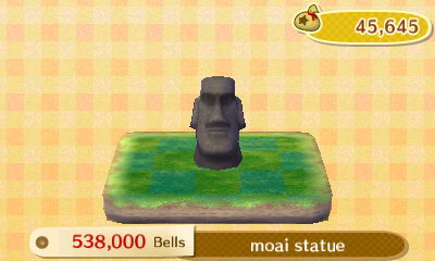 Moai statue: 538,000 bells.