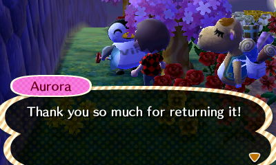 Aurora: Thank you so much for returning it!