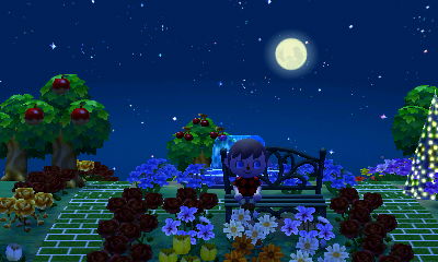 Sitting on a bench and enjoying the night sky.