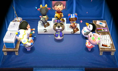 The winner's ceremony for the fishing tournament.