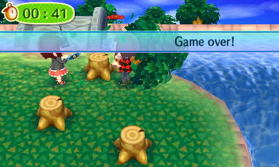 A tree falls on me as the game ends.