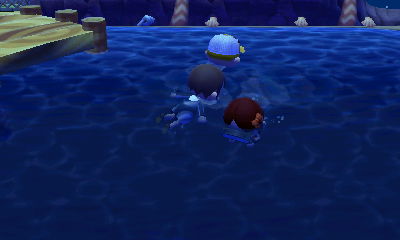 Swimming in the ocean.