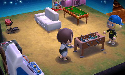 Playing foosball with Jessica.