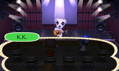 K.K. gets ready to perform.