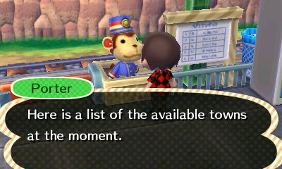 Porter: Here is a list of the available towns at the moment.