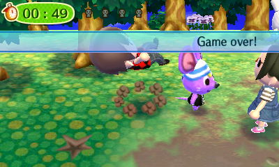 Hovering in mid-air as the game ends.