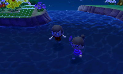 Racing in the river.