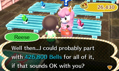 Reese: Well then...I could probably part with 426,800 bells for all of it, if that sounds OK with you?