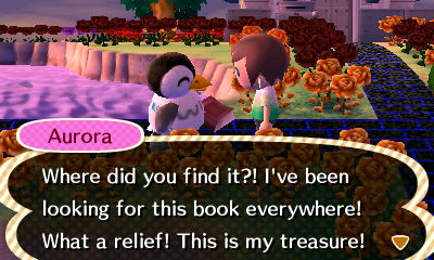 Aurora: Where did you find it?! I've been looking for this book everywhere! What a relief! This is my treasure!