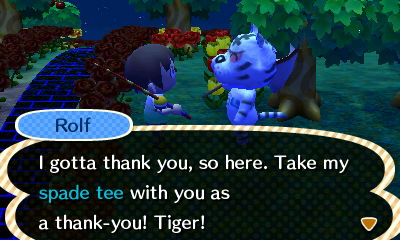 Rolf: I gotta thank you, so here. Take my spade tee with you as a thank-you!
