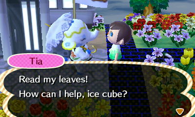 Tia: Read my leaves! How can I help, ice cube?
