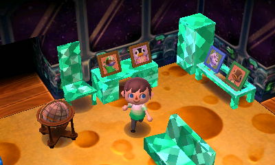 A sci-fi wall and a cheese floor.