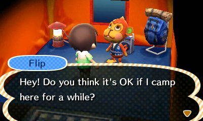 Flip: Hey! Do you think it's OK if I camp here for a while?