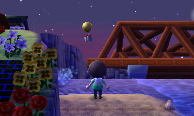 A balloon present flies by in the distance.