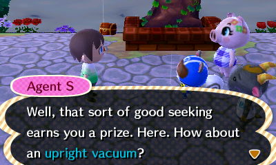 Agent S: Well, that sort of good seeking earns you a prize. Here. How about an upright vacuum?