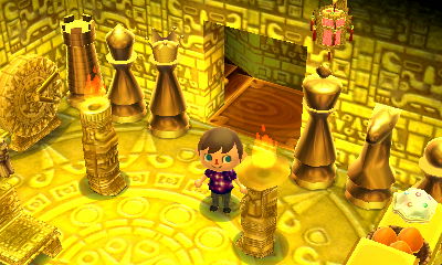 Gold chess pieces.