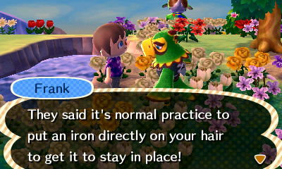 Frank: They said it's normal practice to put an iron directly on your hair to get it to stay in place!
