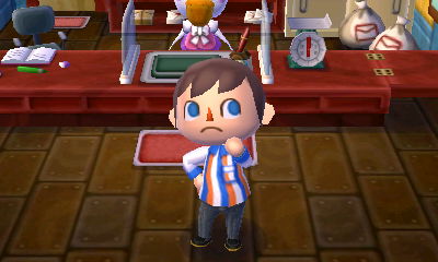 The clerk's shirt. This thing is ugly.