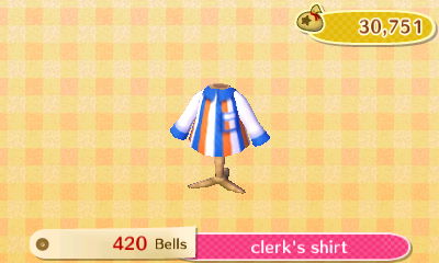 Clerk's shirt: 420 bells.