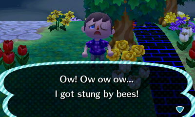 Ow! Ow ow ow... I got stung by bees!