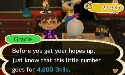 Gracie: Beore you get your hopes up, just know that this little number goes for 4,800 bells.