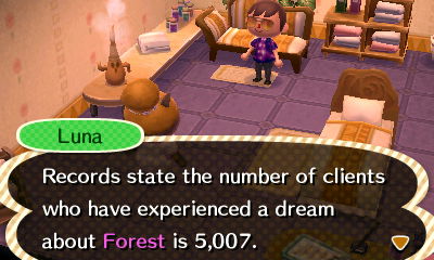 Luna: Records state the number of clients who have experienced a dream about Forest is 5,007.