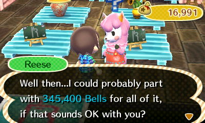 Reese: Well then...I could probably part with 345,400 bells for all of it, if that sounds OK with you?