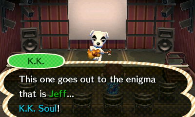 K.K.: This one goes out to the enigma that is Jeff... K.K. Soul!