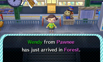 Wendy from Pawnee has just arrived in Forest.
