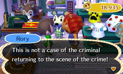 Rory: This is not a case of the criminal returning to the scene of the crime!