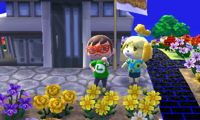 Me trying on the ladder shades.