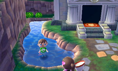 Standing in the pond by the museum.