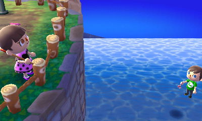 Walking in the ocean.